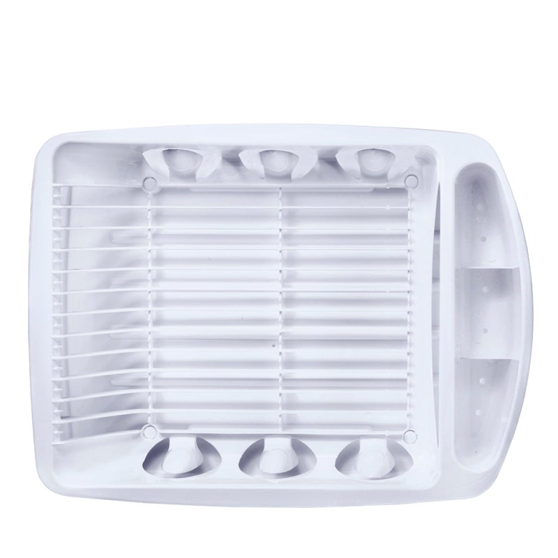 Tribello Sink Dish Drying Rack, Large Heavy Duty Hard Plastic Sink Set with Drainer (White) - Made in USA - Image 4